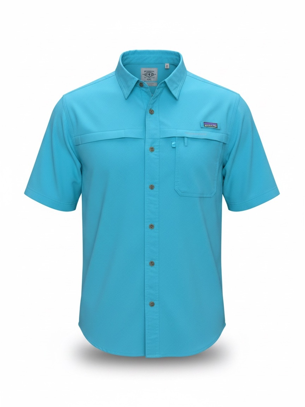 G.H. Bass & Co Mens XXL Button Front Shirt Blue Aqua Stretch Performance